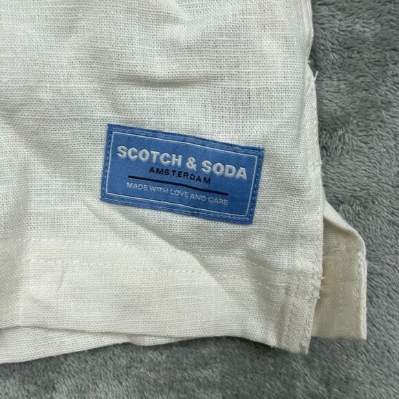Scotch & Soda Mens White Button-Up Shirt Size L Linen Blend a1398 - Picture 2 of 7